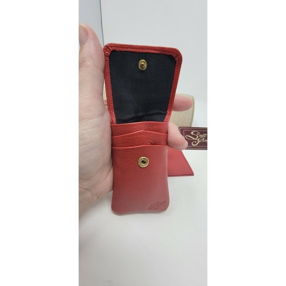 Buxton Bi Fold Wallet Key Wallet and Check Book Cover Cowhide Leather NOS Red - Picture 5 of 8